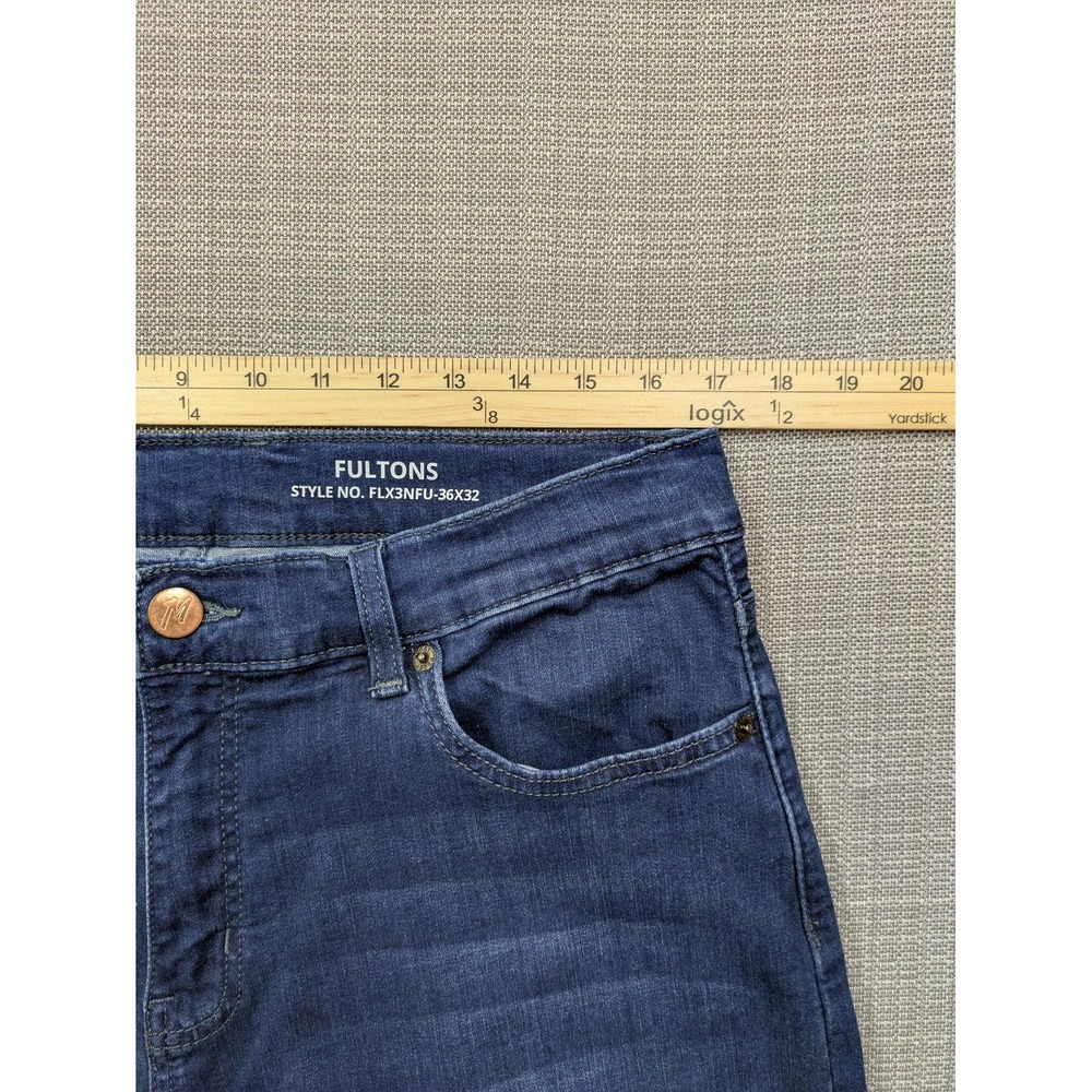 Mugsy Fultons Jeans Mens 34x31 (36x32) Blue Medium Wash Tapered Stretch Denim - Picture 11 of 12